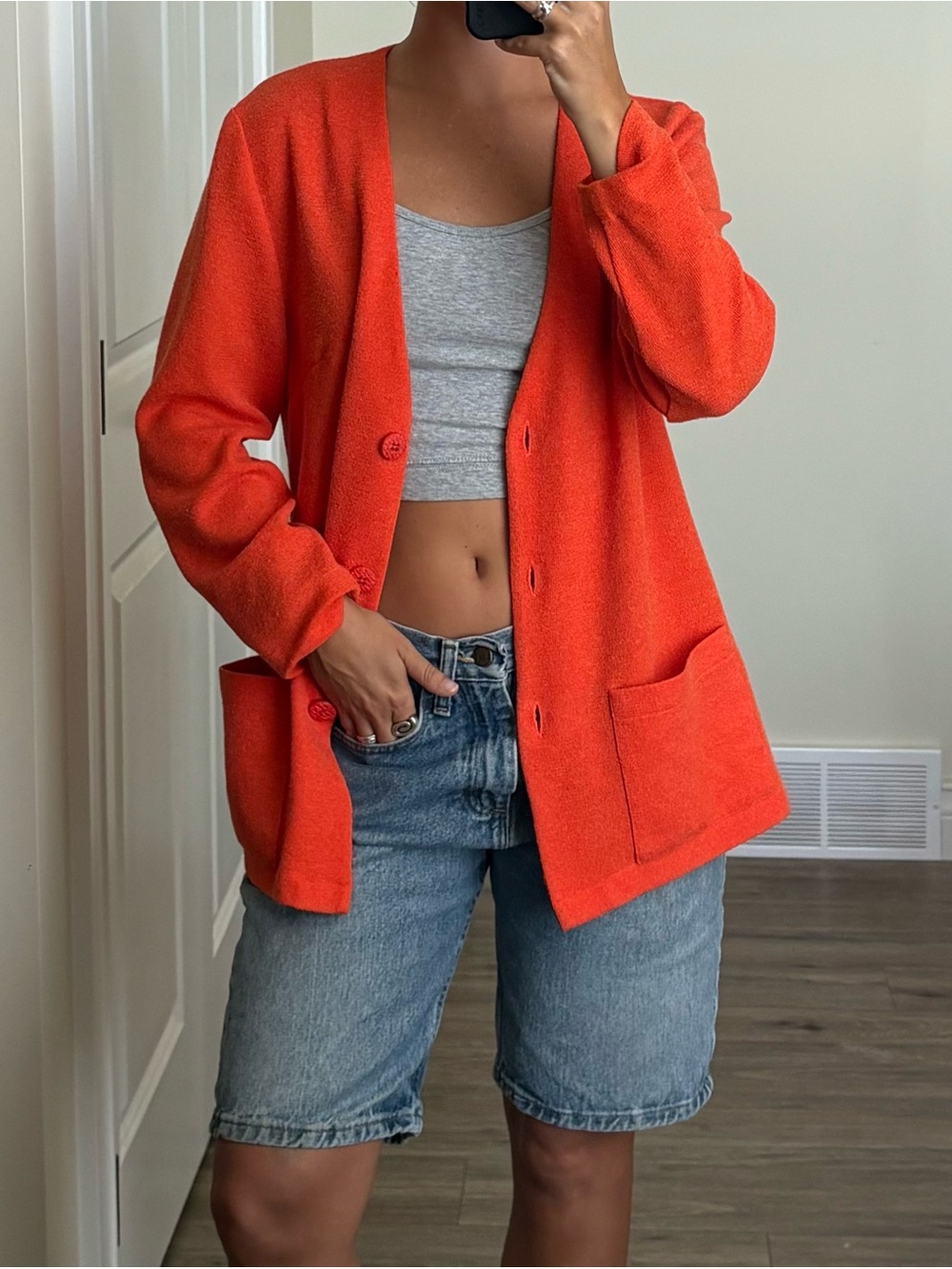 Orange Women's Open Cardigan Sweater